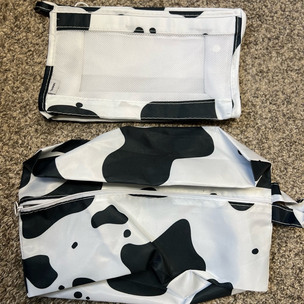 Black & White Cow Print Travel Pouch Set - Picture 4 of 5